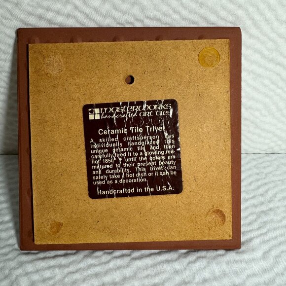 Masterworks Handcrafted Ceramic Tile Trivet Southwestern Design & Chili Peppers - Picture 2 of 8